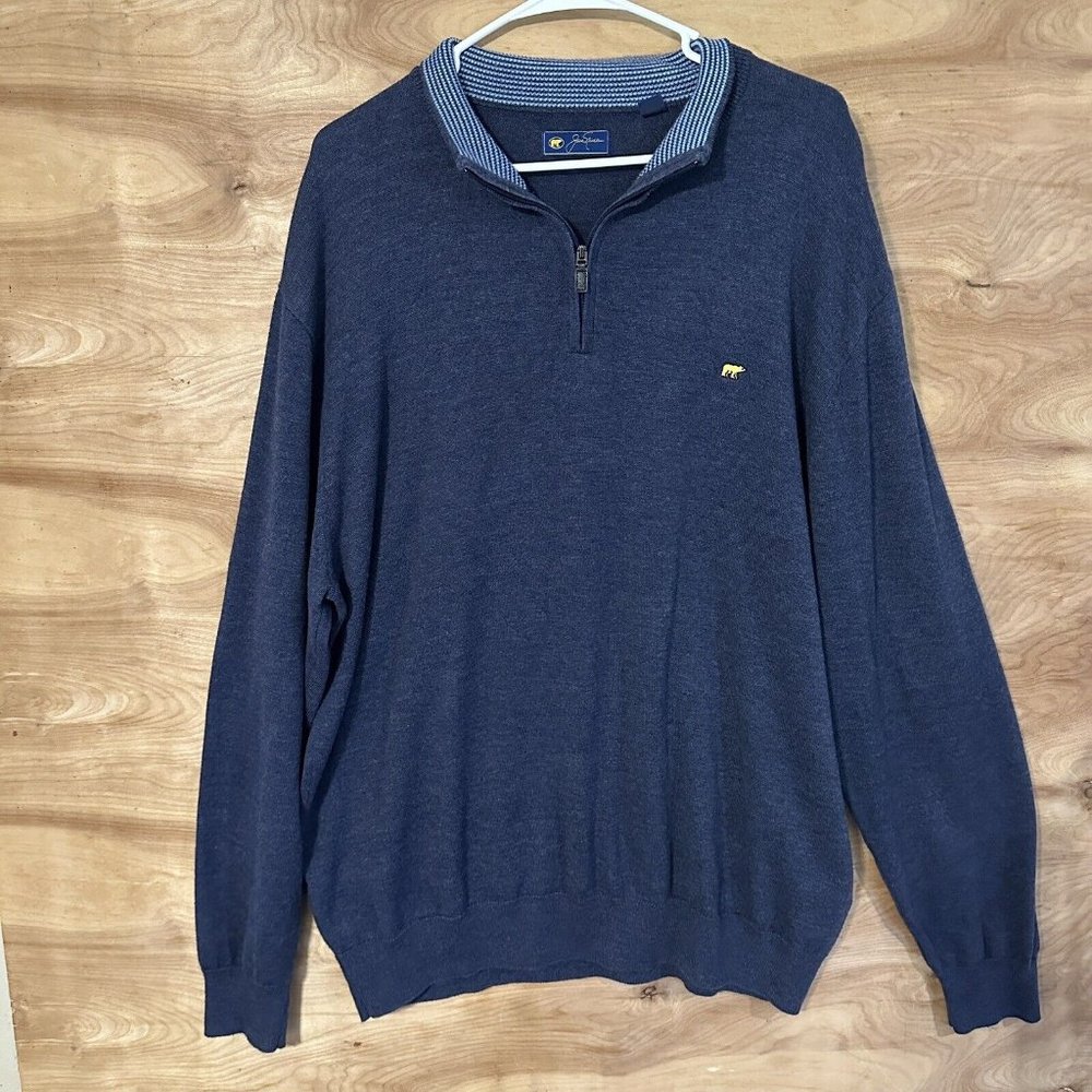 Jack Nicklaus 1/4 Zip Pullover Long Sleeve Blue Golden Bear Sweater Men's Sz XL
